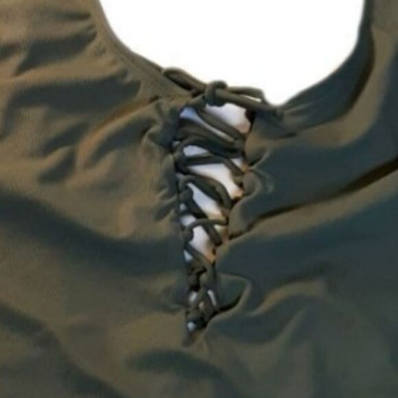 XHILARATION 1-Piece Swim Lace Up Front High Cut Legs Scoop Back Size Wom… - Picture 6 of 8